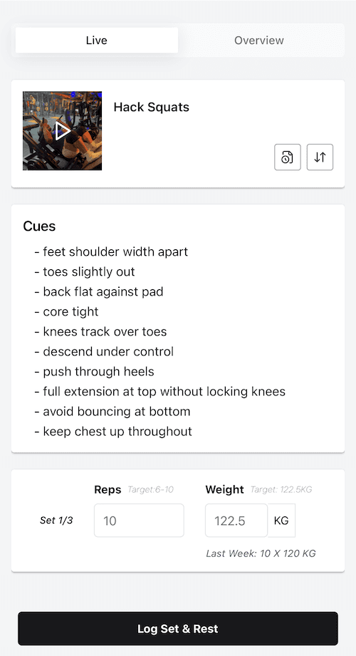 Progressive Overloading Screen